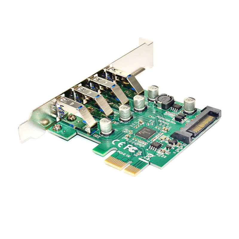 Four Ports USB 3.0 Super Fast 5Gbps PCI-E Expansion Card PCI Express Adapter Converter Card Power Su