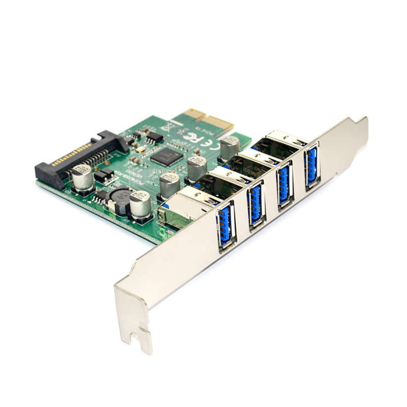 Four Ports USB 3.0 Super Fast 5Gbps PCI-E Expansion Card PCI Express Adapter Converter Card Power Su