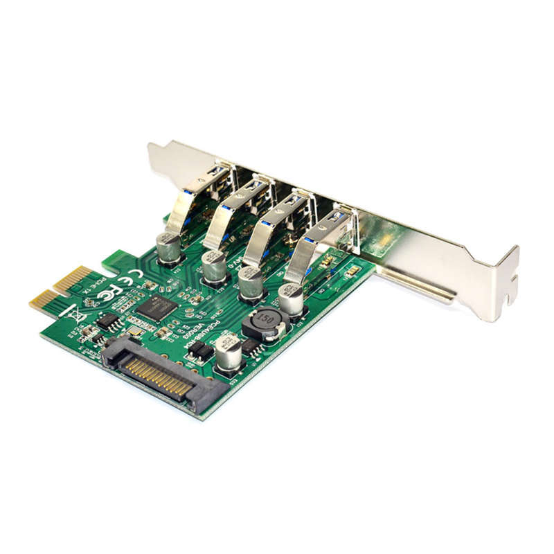 Four Ports USB 3.0 Super Fast 5Gbps PCI-E Expansion Card PCI Express Adapter Converter Card Power Su