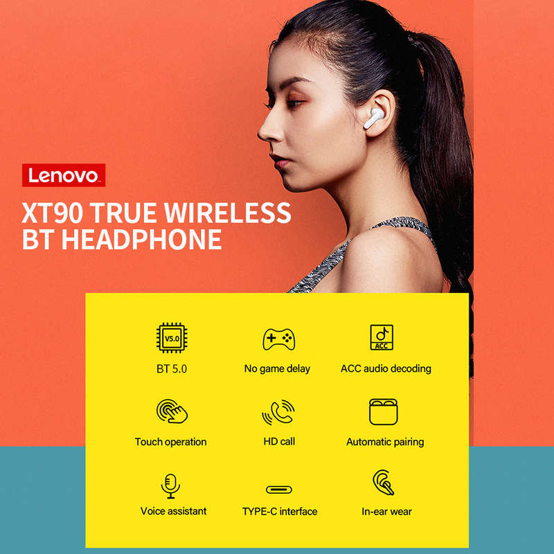 Lenovo XT90 Wireless BT Headphone In-ear Sports Earbuds Waterproof Sweatproof Low Latency Headphone