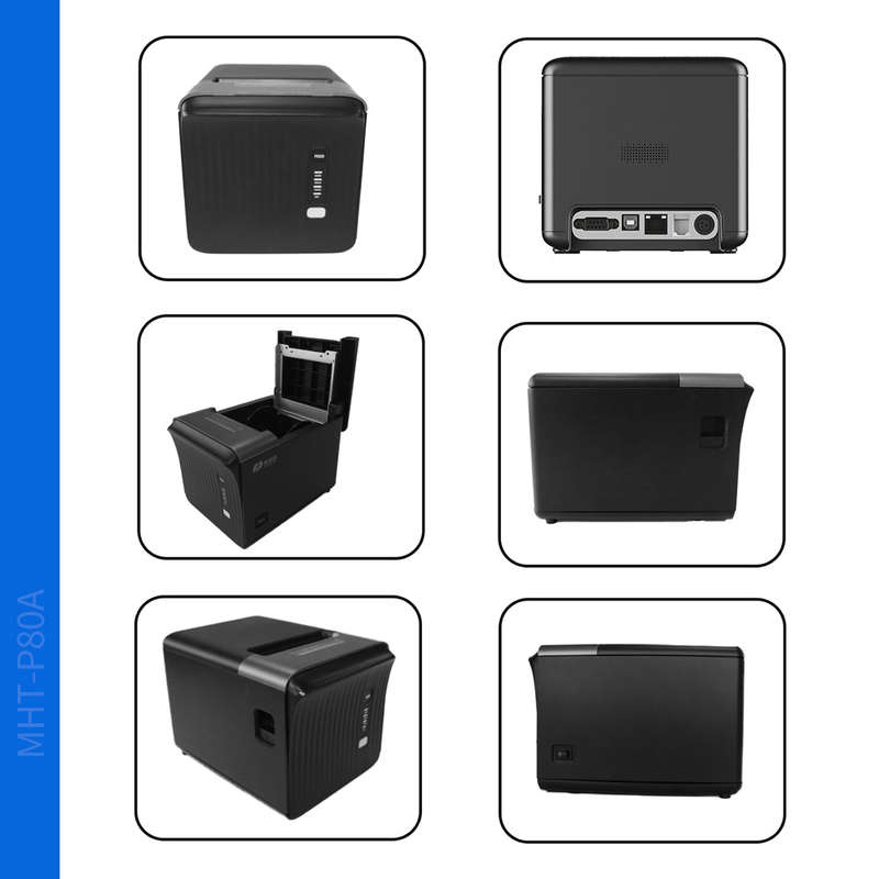 MHT P80A 80mm POS Printer Desktop Receipt Thermal Printing Auto Paper Cut Wall-Mounting with USB Ser