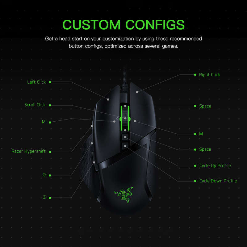 Razer Basilisk V2 Gaming Mouse 20000 DPI Optical Sensor Chroma RGB Lighting 11 Programmable Buttons