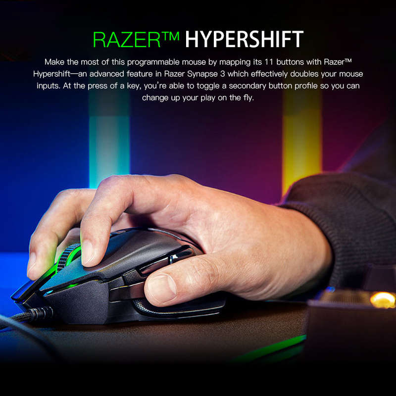 Razer Basilisk V2 Gaming Mouse 20000 DPI Optical Sensor Chroma RGB Lighting 11 Programmable Buttons