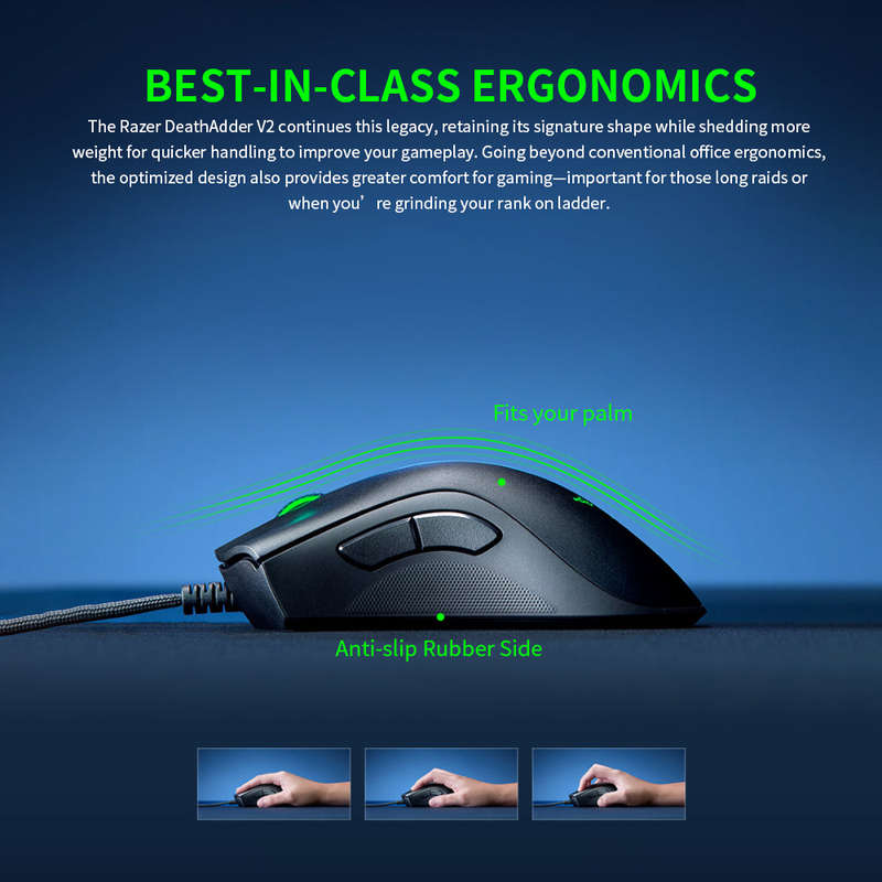 Razer DeathAdder V2 Wired Gaming Mouse 20000DPI Optical Sensor FOCUS+ (PAW3399) Chroma RGB Mice 8 Pr