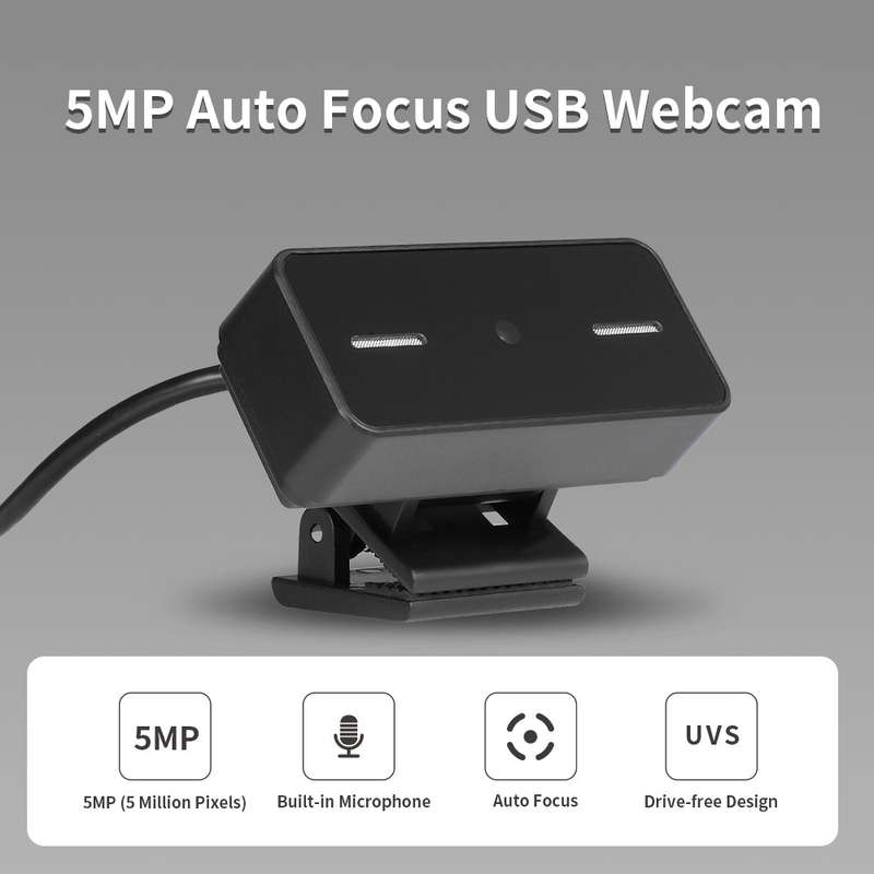 5 Million Pixels USB Camera Auto Focus Webcam Built-in Microphone Drive-free Web Camera for PC Lapto