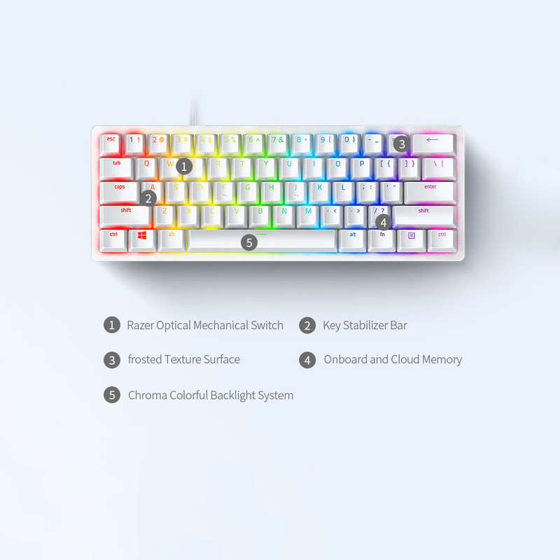 Razer Huntsman Mini Mechanical Keyboard Linear Optical Switch 61 Keys Wired RGB Keyboard for PC Lapt