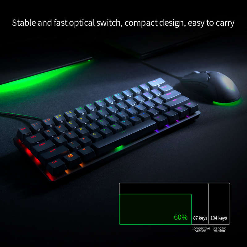 Razer Huntsman Mini Mechanical Keyboard Linear Optical Switch 61 Keys Wired RGB Keyboard for PC Lapt