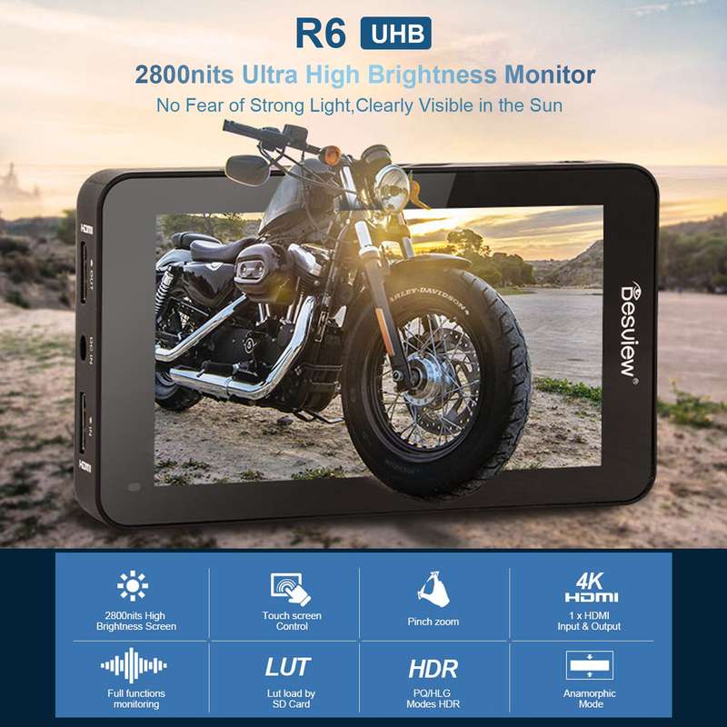 Besview R6 UHB 5.5 Inch Camera Field Monitor 4K HDMI Input & Output FHD 1920 * 1080 Touchscreen 3D L