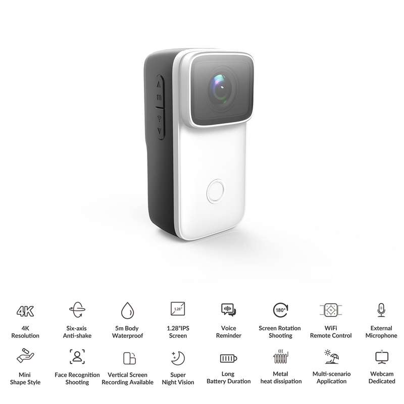SJCAM C200 4K Mini WiFi Action Camera with 1.28 Inch IPS Screen 5M Body Waterproof 6-Axis Anti-Shake