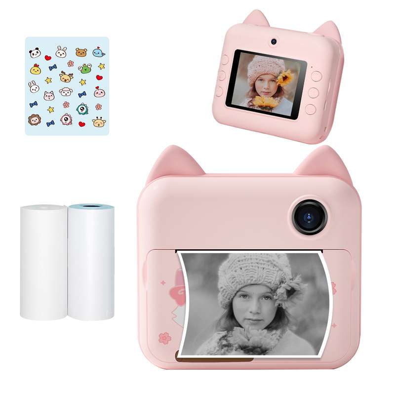 P1 Kids Camera 32GB Children Instant Camera Photo Printer 2.4 inch IPS Screen Christmas Birthday Gif