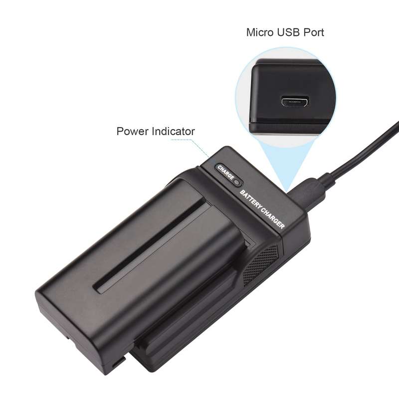 NP-F550/ NP-F570 Camera Battery and Charger Kit 1PC 7.2V 2600mAh Large Rechargeable Battery with USB