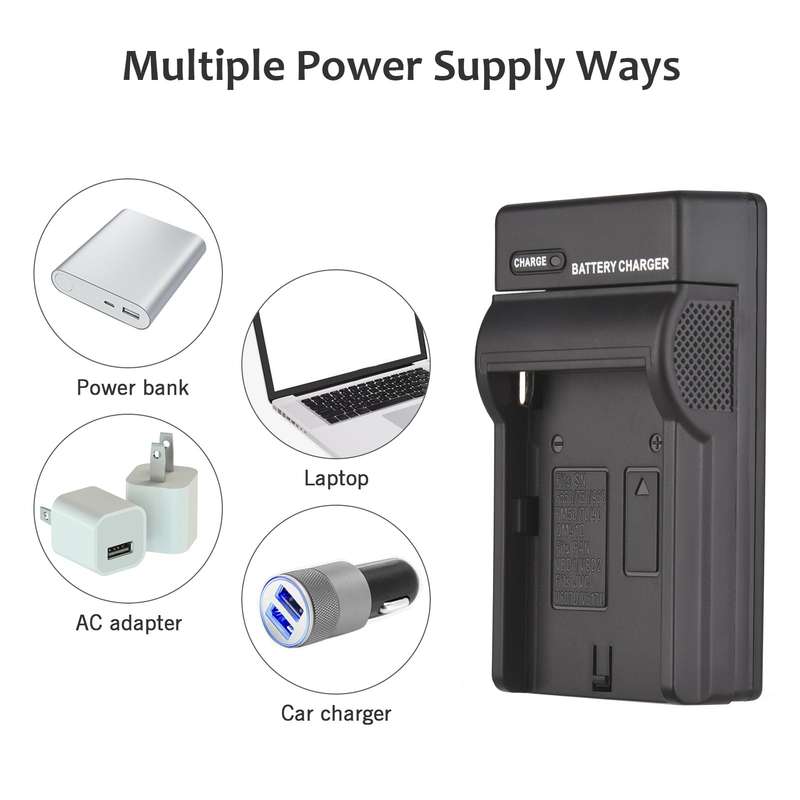 NP-F550/ NP-F570 Camera Battery and Charger Kit 1PC 7.2V 2600mAh Large Rechargeable Battery with USB