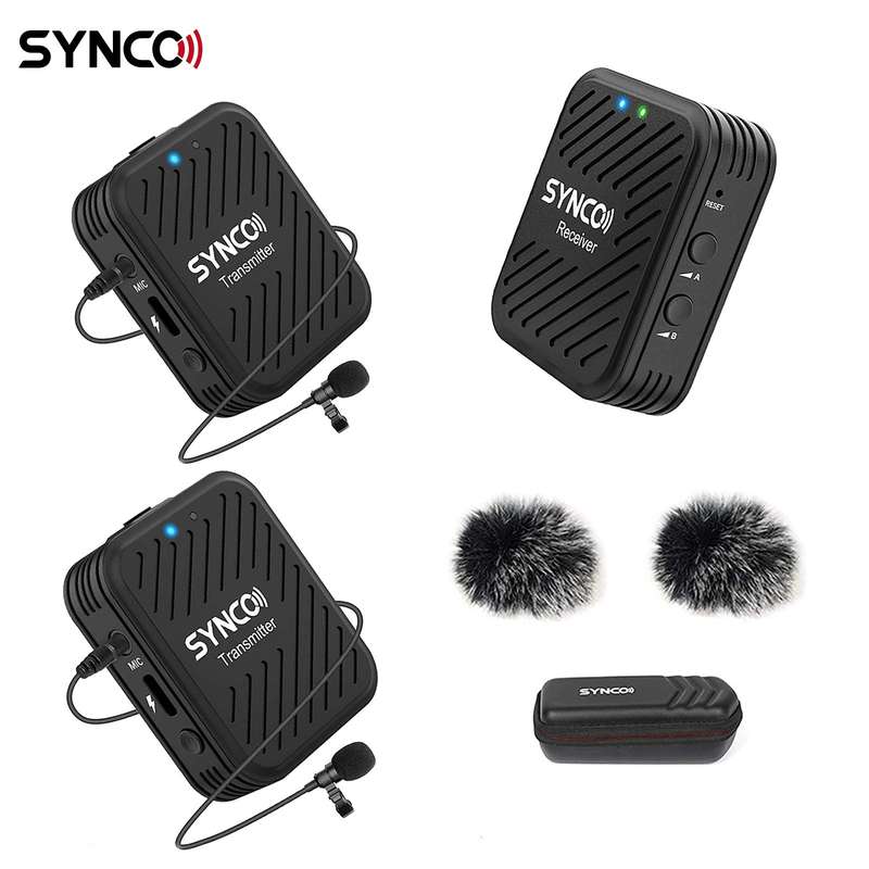 SYNCO G1(A2) 2.4G Wireless Microphone System with 1 Receiver & 2 Transmitters & 2 Lavalier Microphon