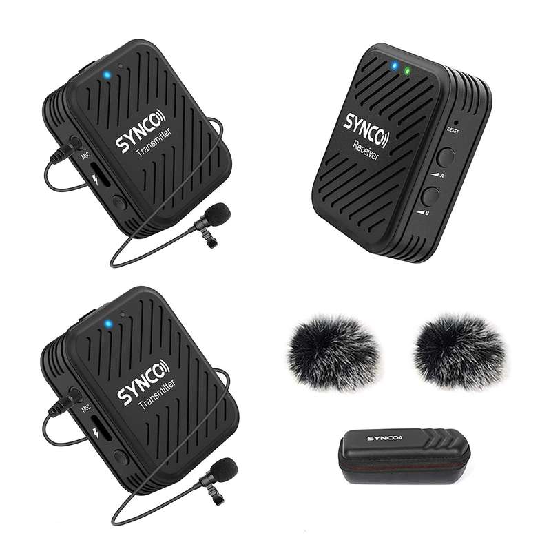 SYNCO G1(A2) 2.4G Wireless Microphone System with 1 Receiver & 2 Transmitters & 2 Lavalier Microphon