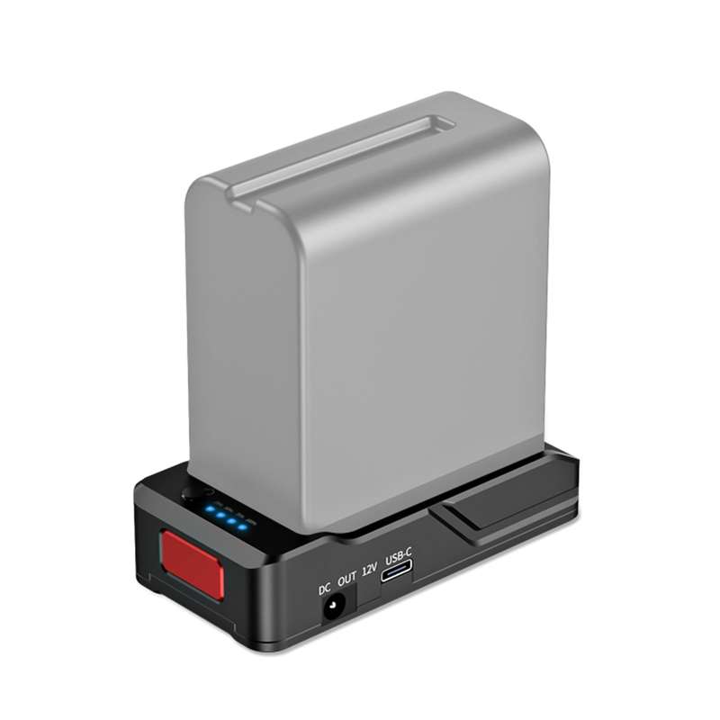 NP-F Battery Charger Metal Battery Adapter Plate with Type-C Charging Port DC12V DC7.4V USB Outputs