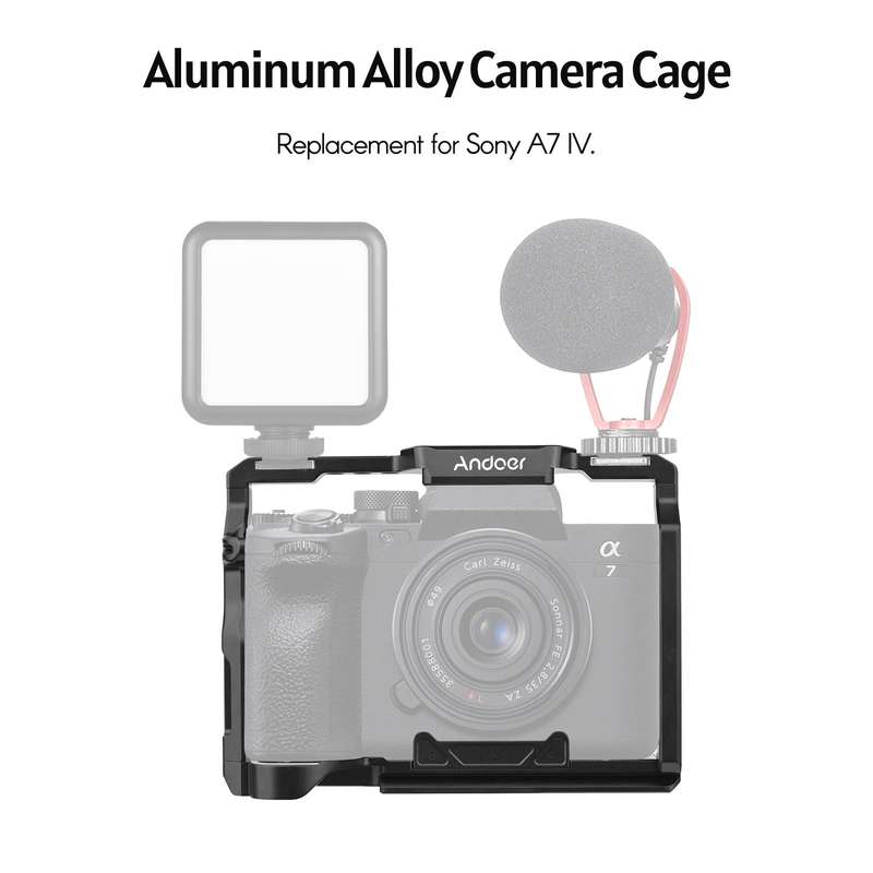 Andoer Aluminum Alloy Camera Cage Kit with Top Handle Grip Replacement for Sony A7 IV
