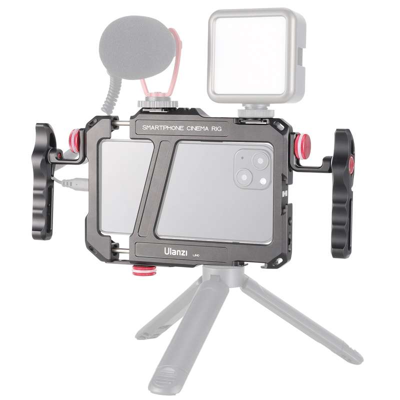 Ulanzi Lino Metal Phone Cage Smartphone Video Rig Aluminum Alloy Dual Handles with 1/4 Inch Screw Ho