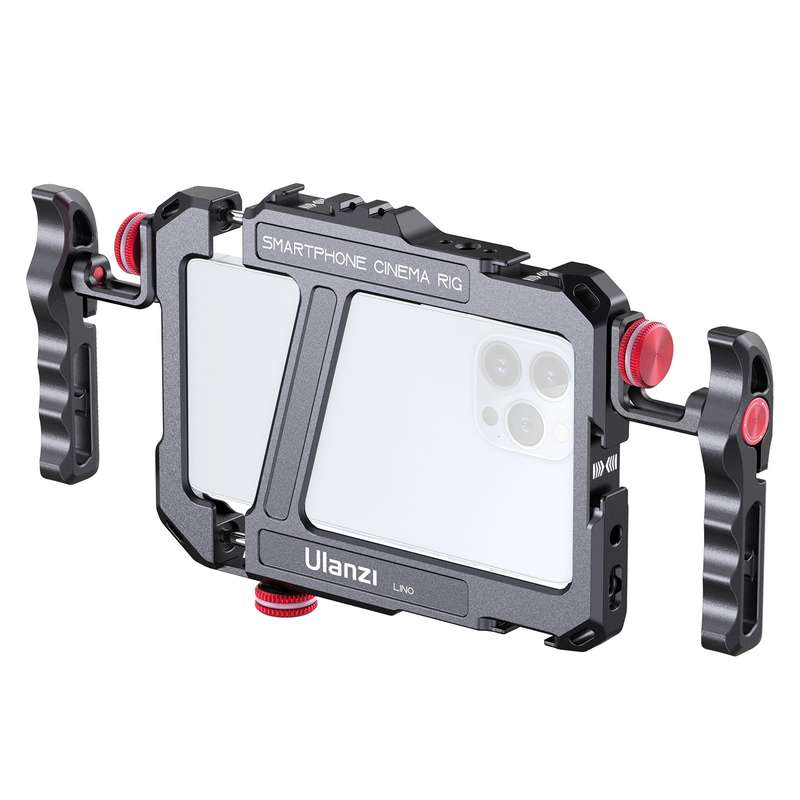 Ulanzi Lino Metal Phone Cage Smartphone Video Rig Aluminum Alloy Dual Handles with 1/4 Inch Screw Ho