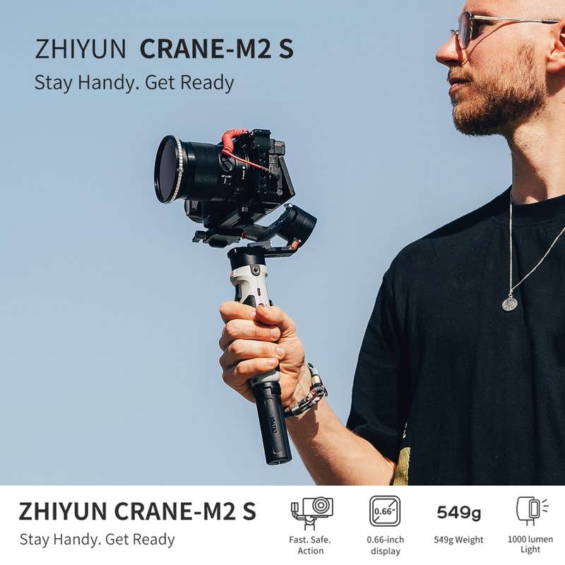 ZHIYUN CRANE-M2 S Compact Handheld 3-Axis Gimbal Stabilizer with LED Fill Light Built-in Battery PD