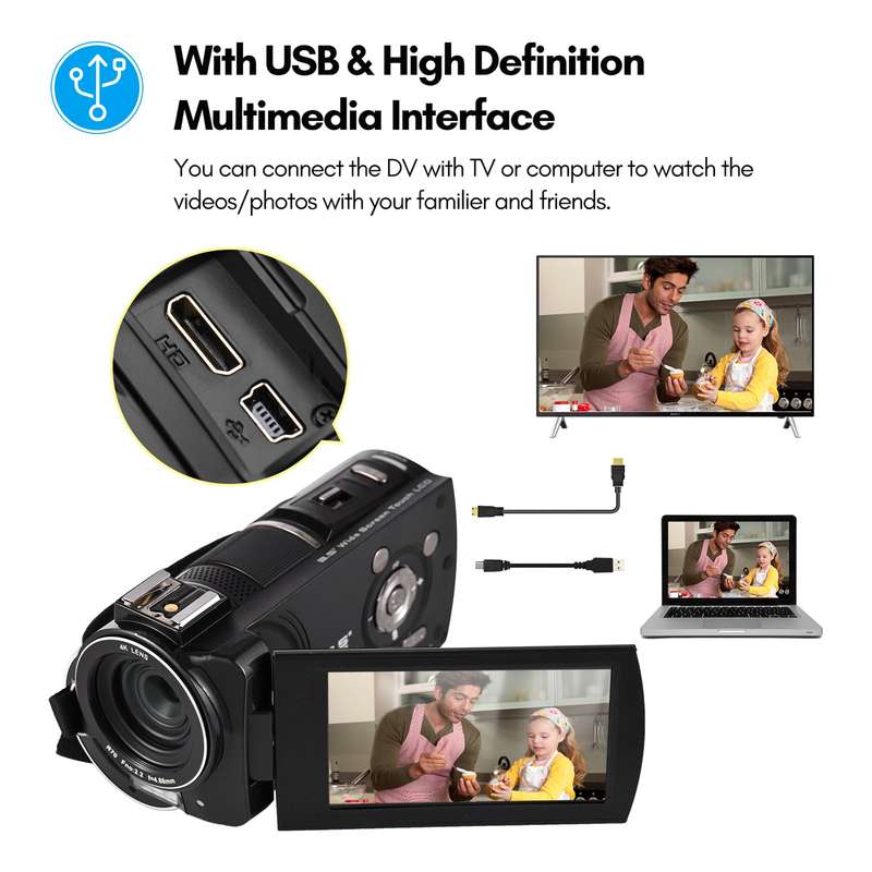 ORDRO HDR-AX10 4K Digital Video Camera WiFi Camcorder DV Recorder 3.5 Inch IPS Touch Panel 30MP 30X