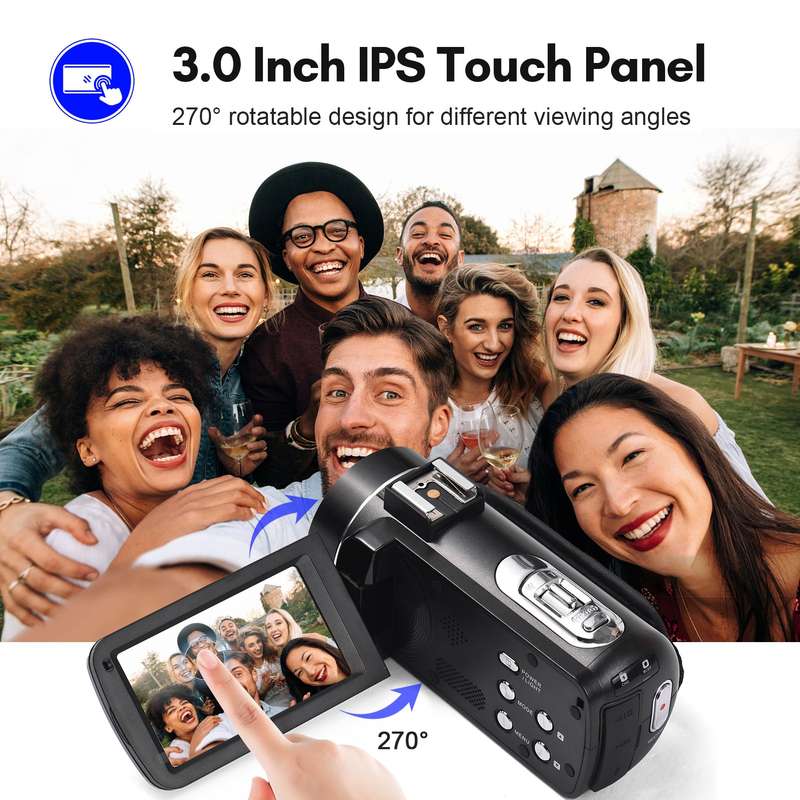 Andoer 2.7K Digital Video Camera Camcorder DV Recorder 48MP 16X Digital Zoom 3.0 Inch IPS Touch Pane