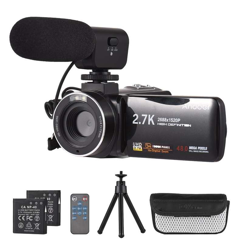 Andoer 2.7K Digital Video Camera Camcorder DV Recorder 48MP 16X Digital Zoom 3.0 Inch IPS Touch Pane