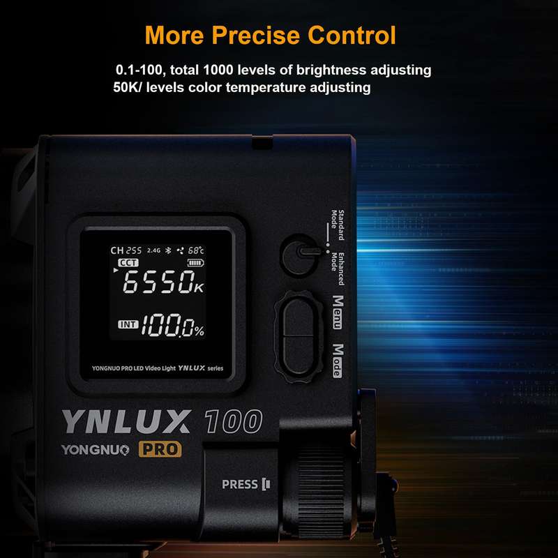 YONGNUO YNLUX100 Pro Compact LED Video Light 120W COB Photography Fill Light 3200K-6500K Adjustable