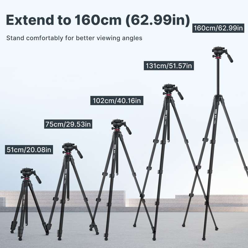 Ulanzi 160cm/62.99in Portable Camera Tripod Stand Aluminum Alloy Phone Tripod 6kg Load Capacity Phot