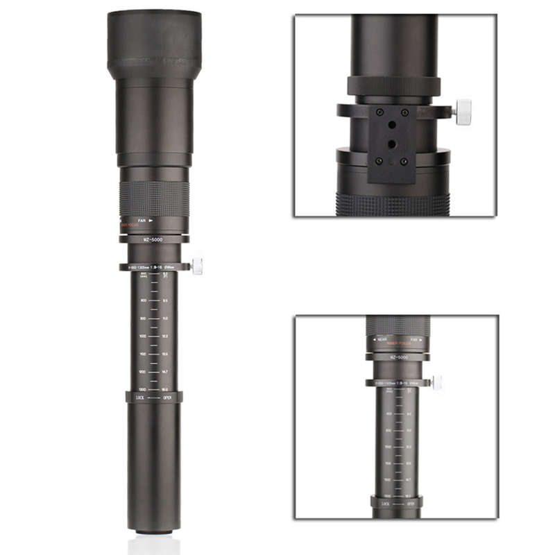 Kelda 650-1300mm F8.0-16 Ultra Telephoto Zoom Lens with T-Mount for Canon Nikon DSLR Camera