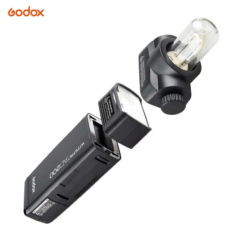 Godox AD200 Pocket Flash Portable Mini TTL Speedlite with 2 Light Heads GN52 GN60 1/8000s HSS Built-