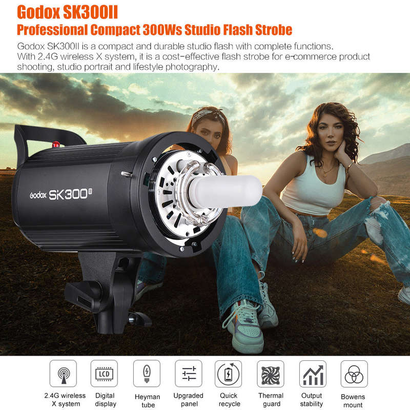 Godox SK300II Professional Compact 300Ws Studio Flash Strobe Light Built-in Godox 2.4G Wireless X Sy