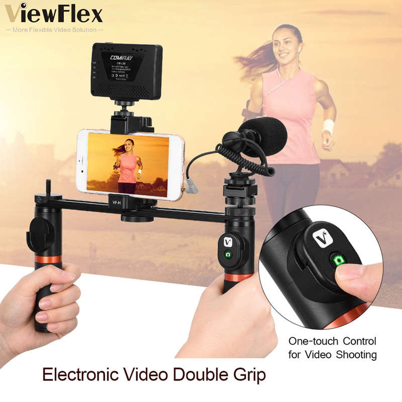ViewFlex VF-H7 Smartphone Video Rig Dual Handheld Metal Grip Stabilizer Kit with Remote Control / Di