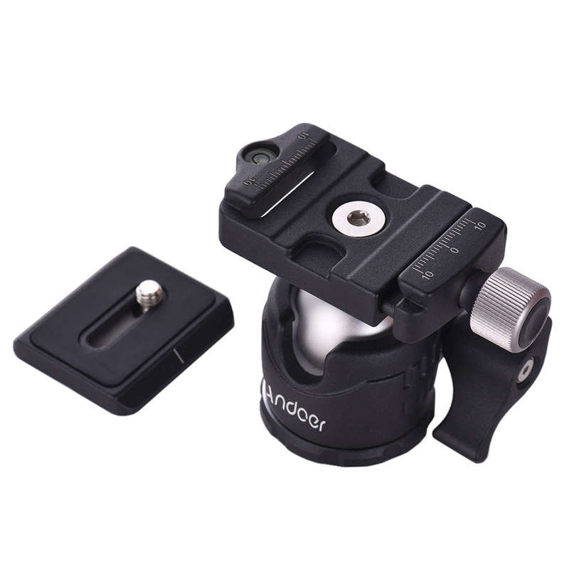 Andoer Mini Tabletop Ball Head 360 Degree Video Tripod Ballhead Mount with Quick Release Plate and B
