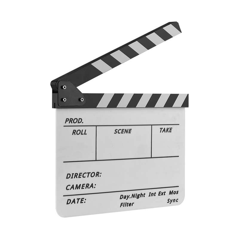 Dry Erase Acrylic Director Film Clapboard Movie TV Cut Action Scene Clapper Board Slate with Marker