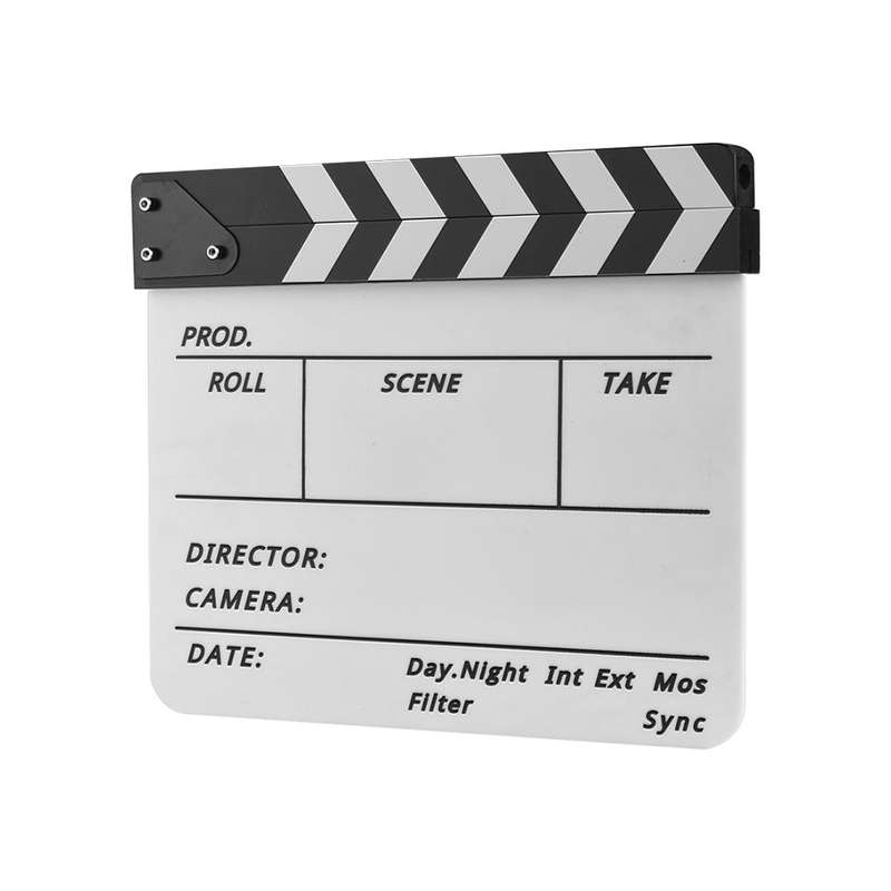 Dry Erase Acrylic Director Film Clapboard Movie TV Cut Action Scene Clapper Board Slate with Marker