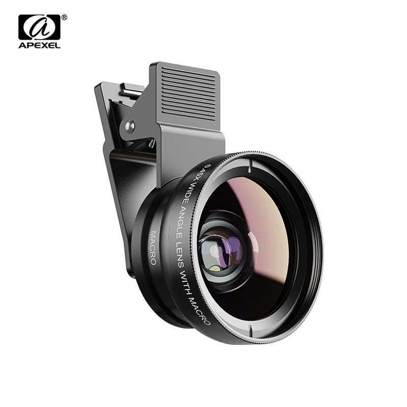 APEXEL APL-0.45WM Phone Lens Kit 0.45X Super Wide Angle & 12.5X Super Macro Lens HD Camera Lenses wi