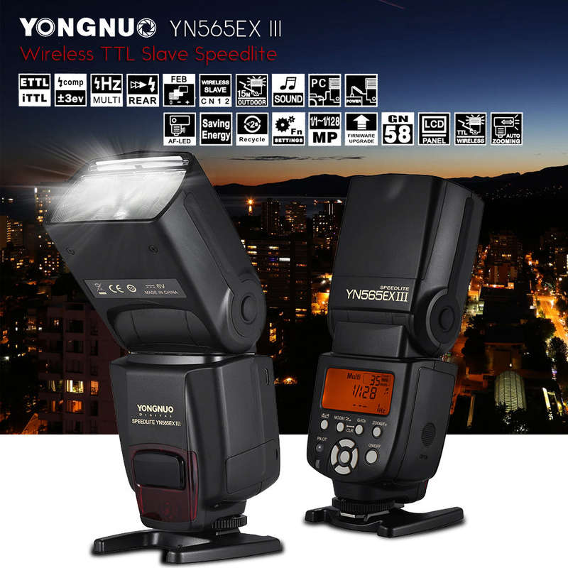 YONGNUO YN565EX III/N Wireless TTL Slave Flash Speedlite GN58 High Speed Recycling System Supports U