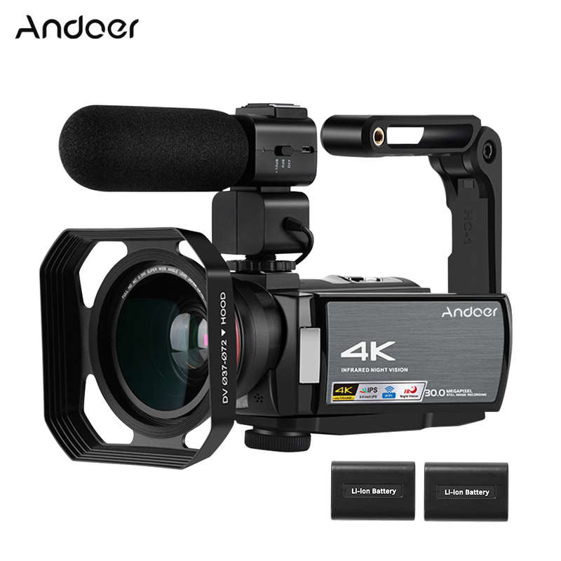 Andoer HDR-AE8 4K WiFi Digital Video Camera Camcorder DV Recorder 30MP 16X Digital Zoom IR Night Vis