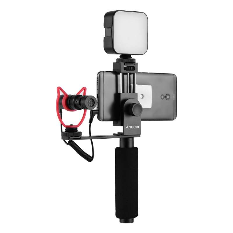Andoer Smartphone Vlogging Hand Grip Mobile Phone Video Recording Holder Handle Stabilizer Cellphone