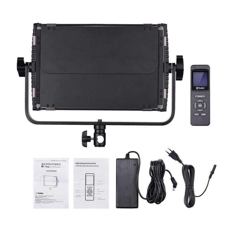 Tolifo GK-S60RGB 60W RGB LED Video Light 3200K-5600K Dimmable Photography Fill Light with 2.4G Wirel