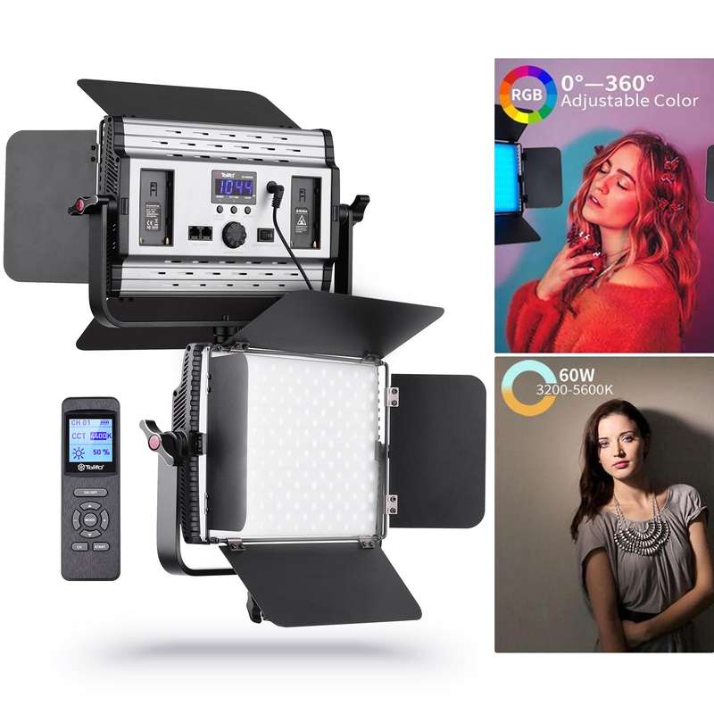 Tolifo GK-S60RGB 60W RGB LED Video Light 3200K-5600K Dimmable Photography Fill Light with 2.4G Wirel