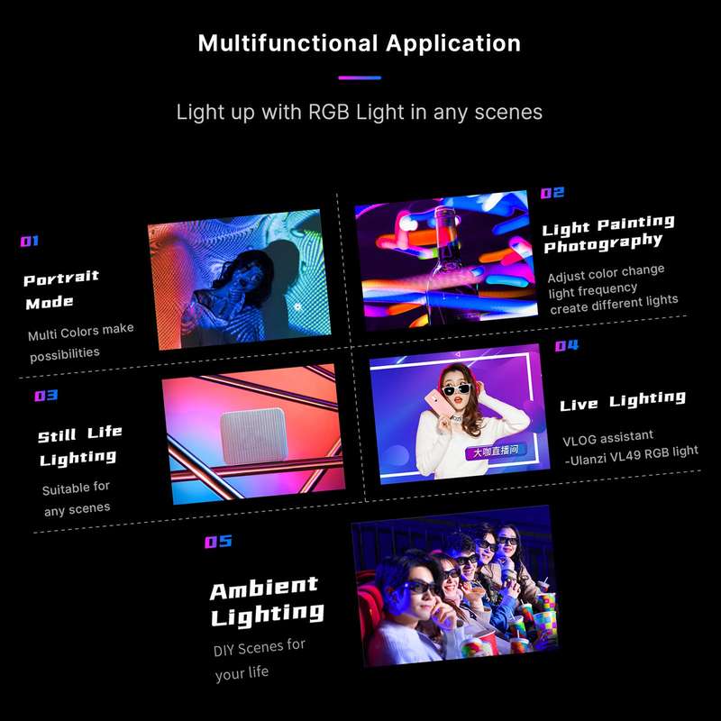RGB Pocket LED Video Light Photography Fill Light 2500K-9000K Dimmable CRI95+ Built-in Battery with