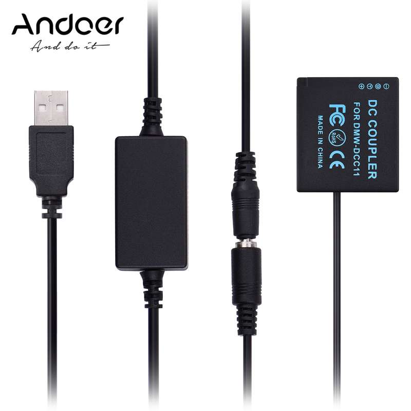 Andoer DMW-DCC11 USB Power Kit DC Coupler Dummy Battery Replace of DMW-BLG10/BLE9 Battery with USB D