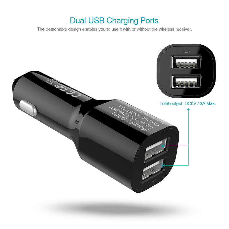 dodocool Wireless Hands-Free Car Kit Music Receiver with 3.5mm Audio Plug Built-in Microphone Magnet