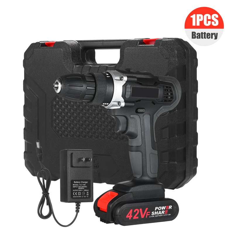 21V Cordless Drill Dirve Kit 2 Speed All Copper Motor Cordless Power Drill with 1x1.5Ah Batteries Fa