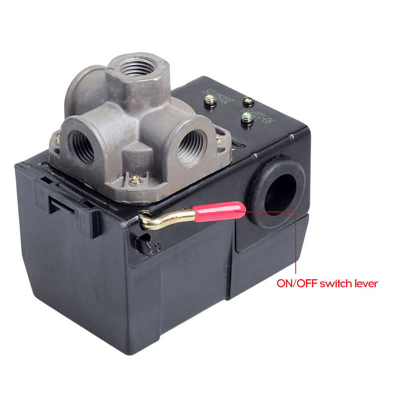 Air Compressor Pressure Switch Control Valve 120PSI 4 Port Unloader On/Off Lever