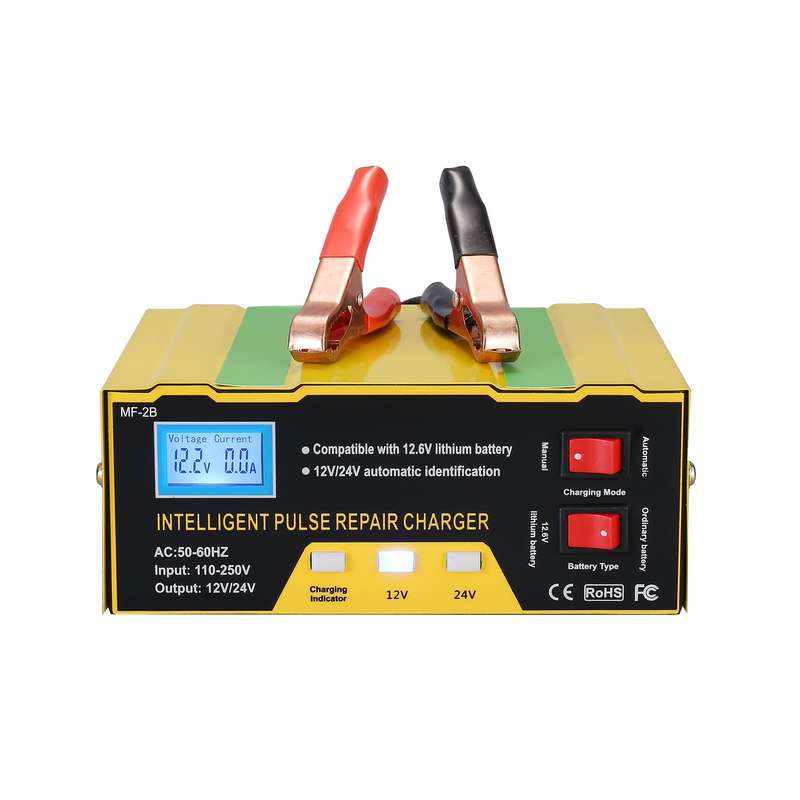 12V/24V Battery Charger Intelligent Pulse Repair Type Charger with Digital Display for Car Cell Moto