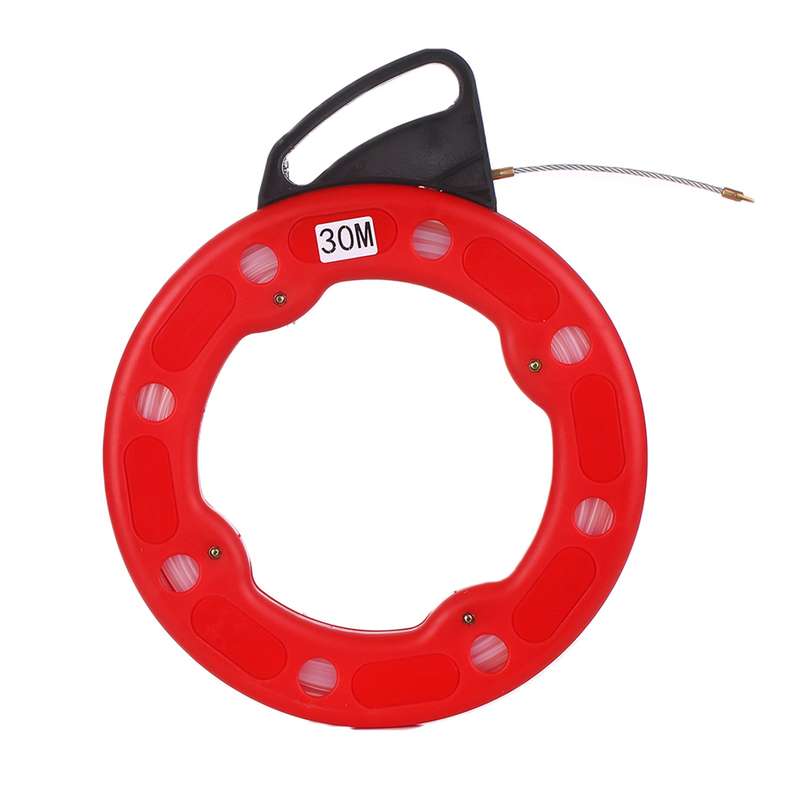30M Fiberglass Fish Tape Reel Puller Conductive Electrical Cable Puller with Impact Case Electric or