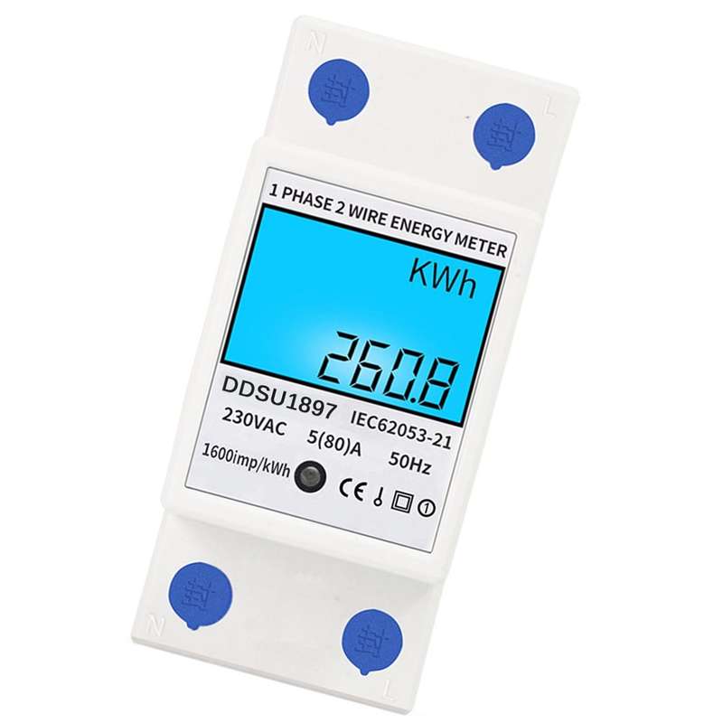 Digital Electric Energy Meter Single Phase DIN Rail Electricity Meter One Phase Two Wire Multi