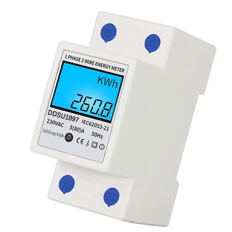 Digital Electric Energy Meter Single Phase DIN Rail Electricity Meter One Phase Two Wire Multi